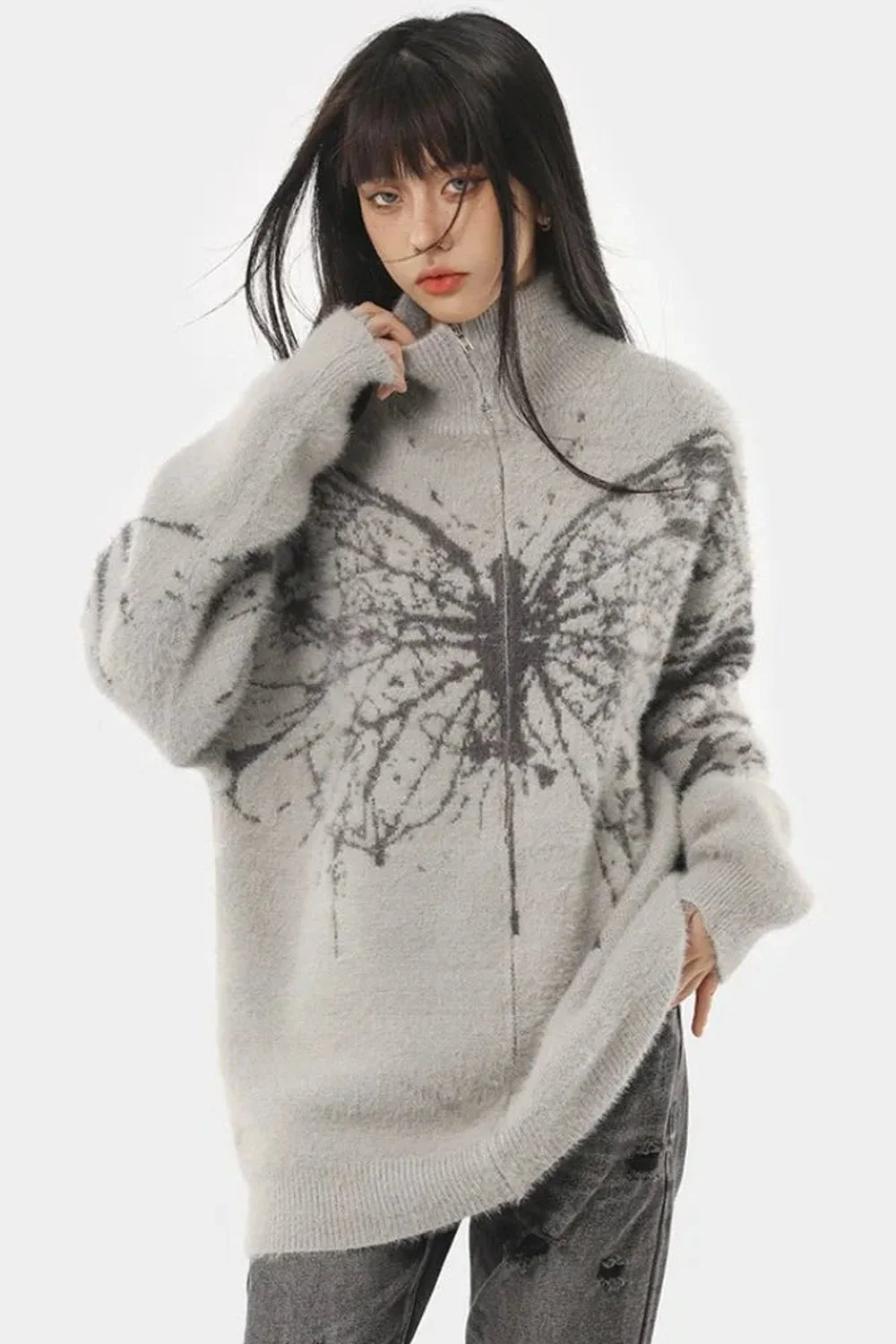 Fall Oversized Butterfly Grunge Sweater