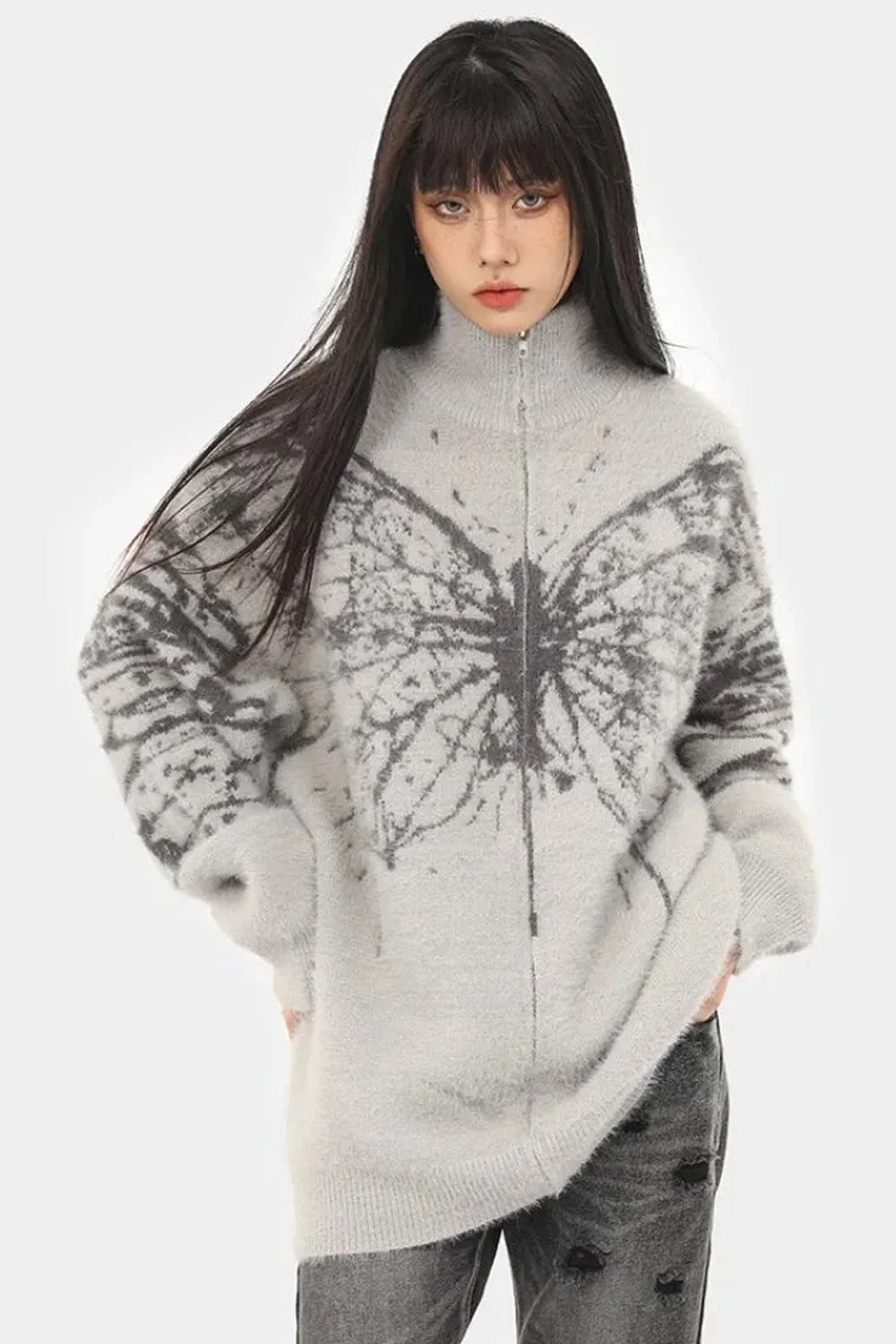 Fall Oversized Butterfly Grunge Sweater