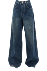 Fall Oversized Dark Wash Wide-Leg Jeans