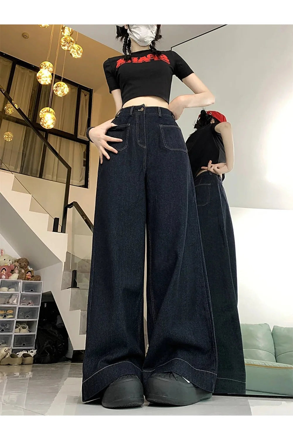 Fall Oversized Denim Palazzo Pants