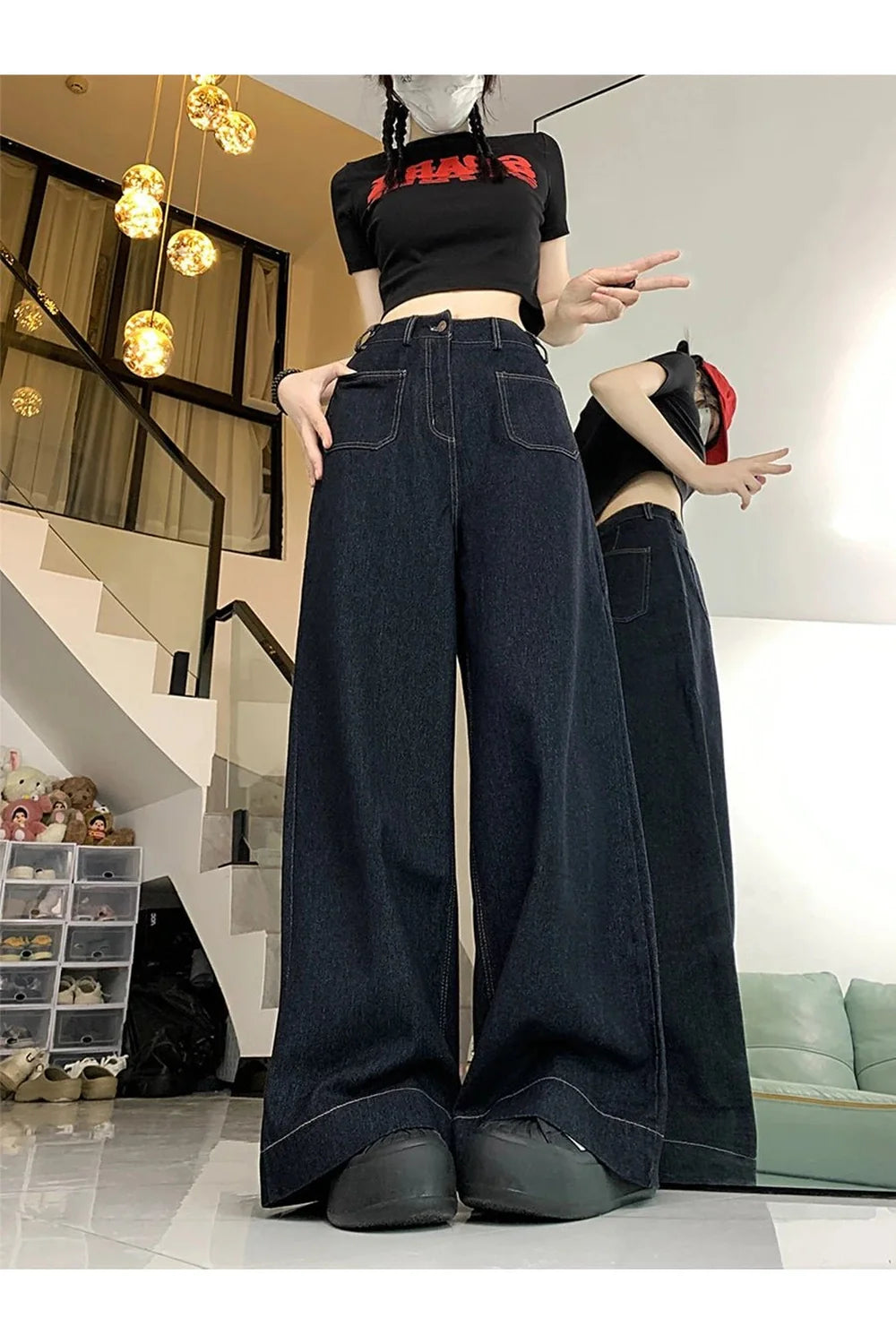 Fall Oversized Denim Palazzo Pants