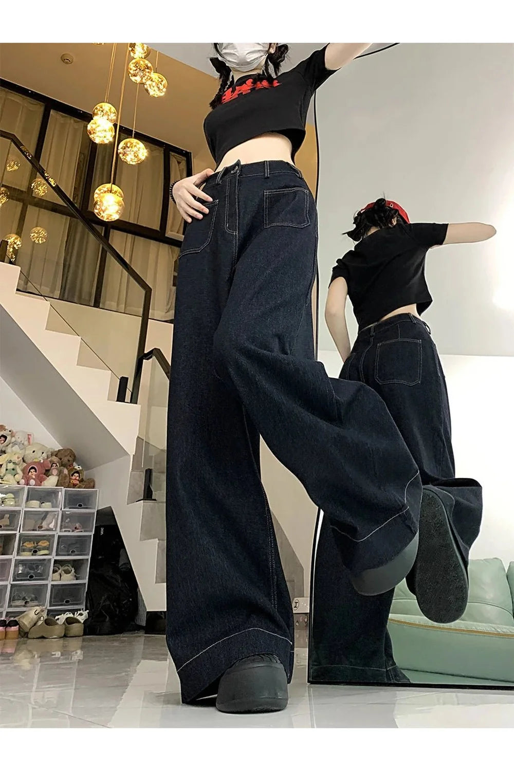 Fall Oversized Denim Palazzo Pants