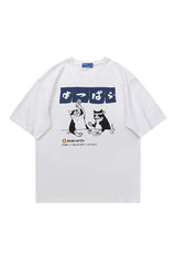 Oversized Drinking Cat T-shirt