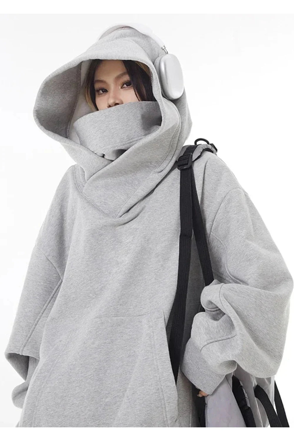 Oversized Futuristic Hooded Sweatshirt