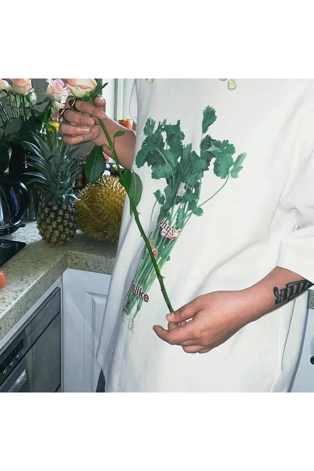 Oversized Herb Print T-Shirt