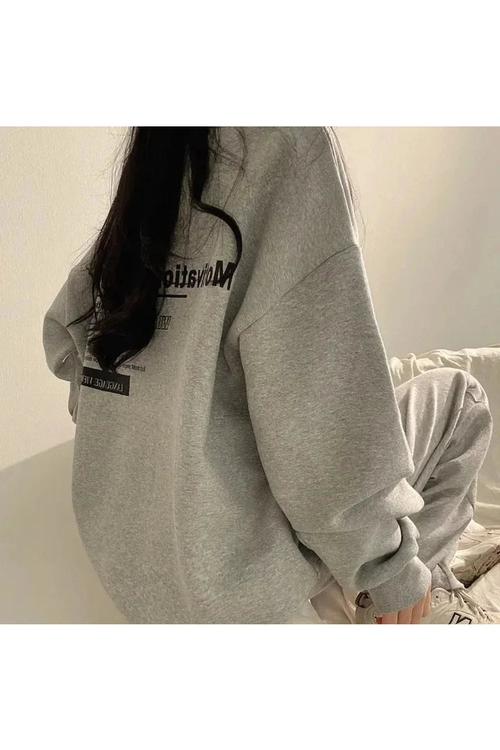 Fall Acubi Oversized Letter Print Hoodie