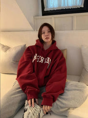 Oversized Maroon Graphic Hoodie