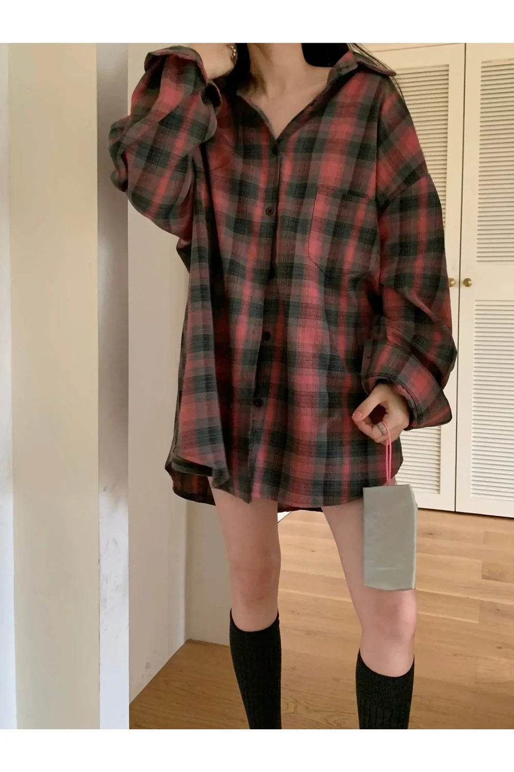 Oversized Plaid Flannel Shirt