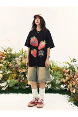 Oversize-T-Shirt mit Erdbeer-Grafik
