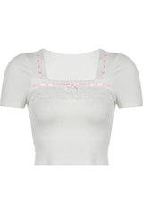 Pastel Dream Lace Trim Top