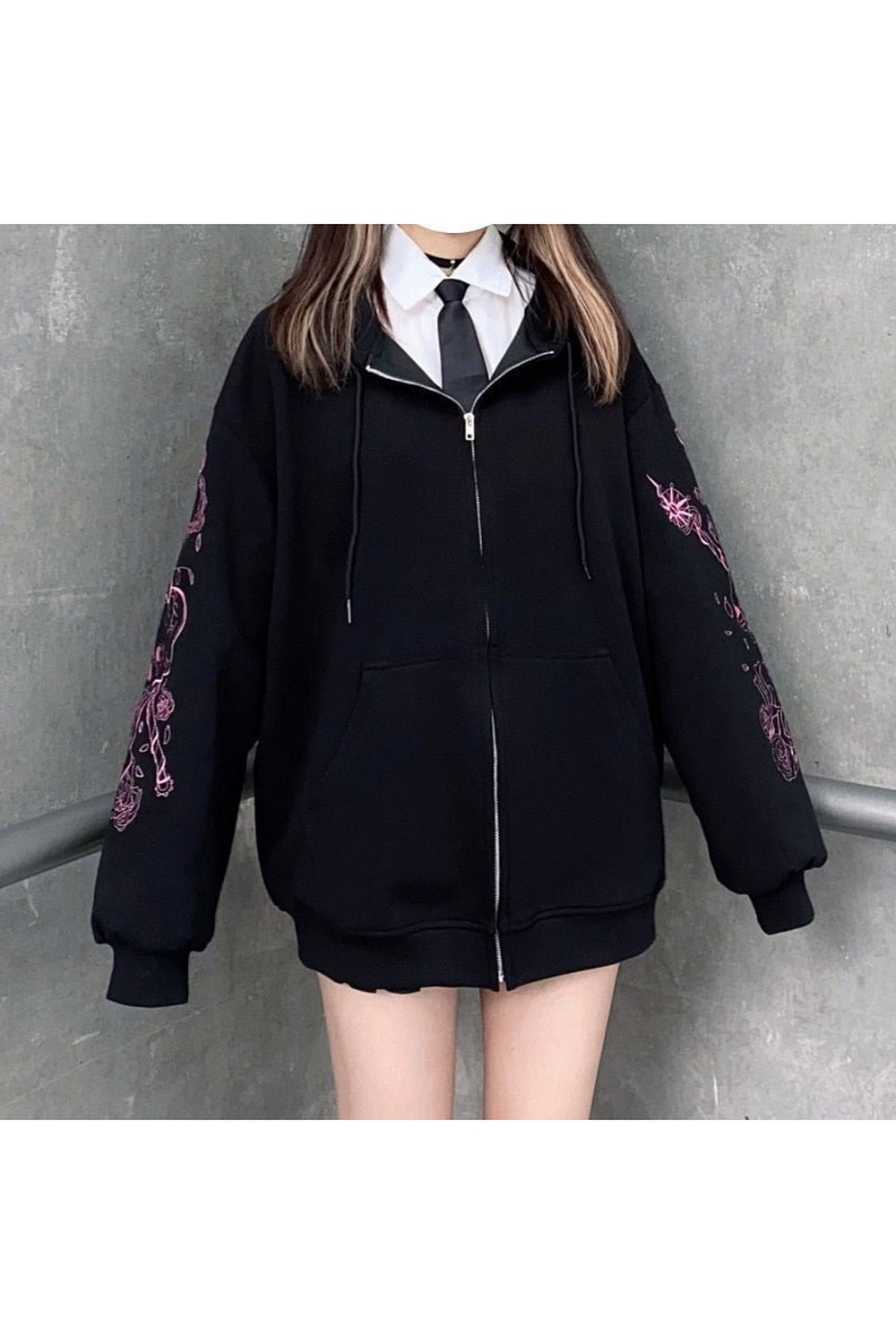 Fall Pastel Goth Zip Up Hoodie