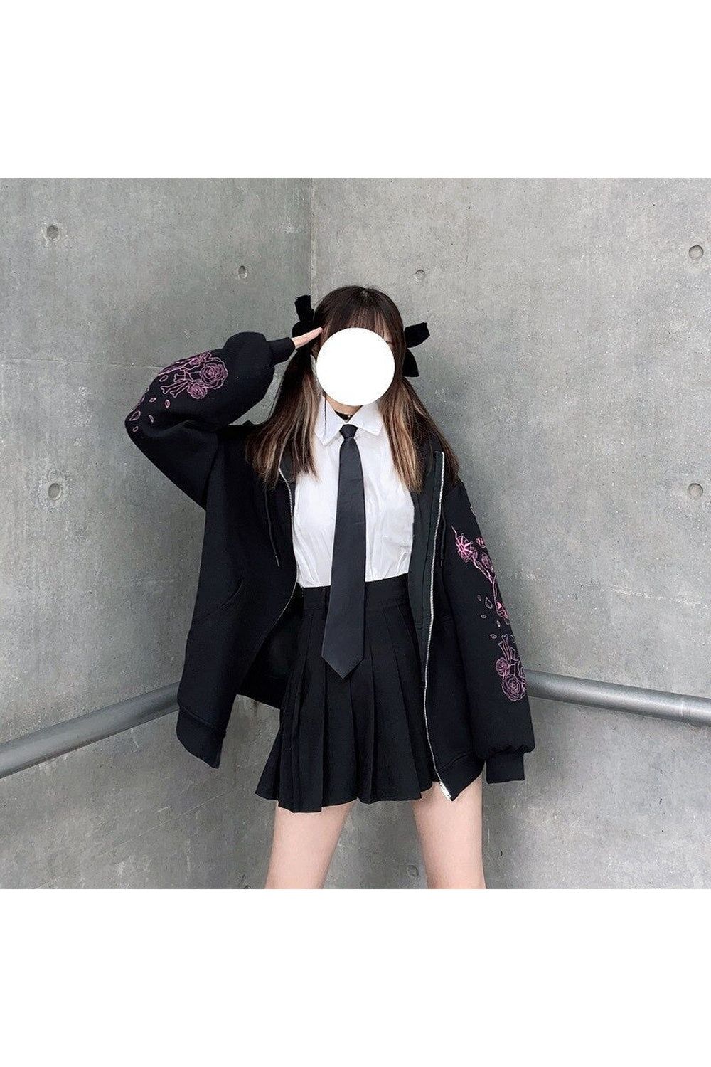 Fall Pastel Goth Zip Up Hoodie