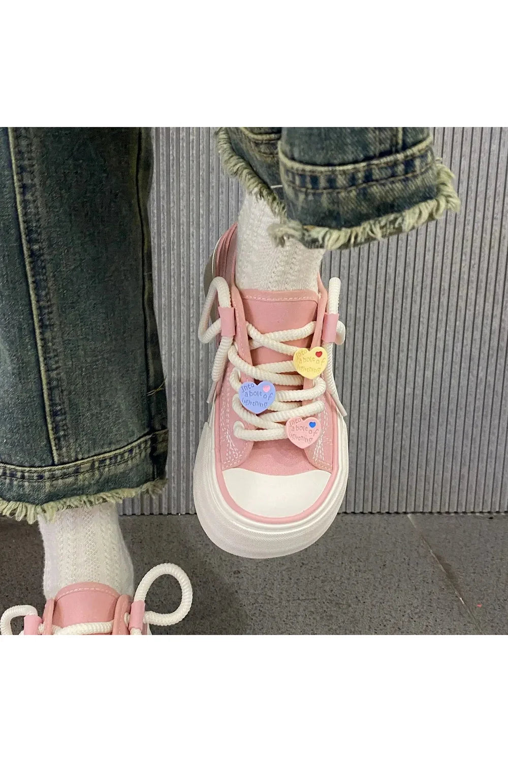 Pastel Heart Charm Sneakers