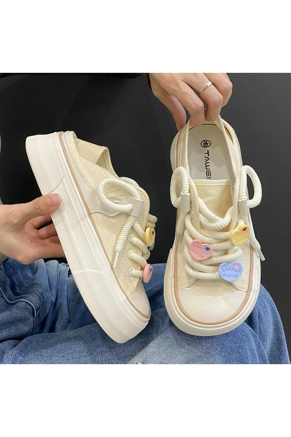 Pastel Heart Charm Sneakers