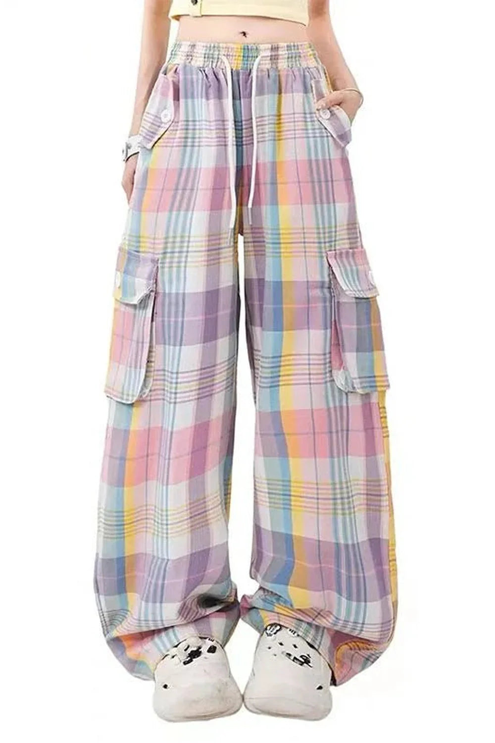 Pastel Plaid Cargo Pants