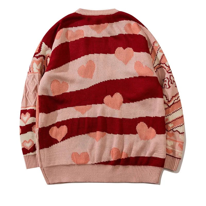 Oversize-Pullover mit Patchwork-Herzen
