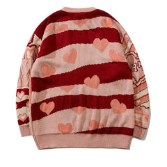 Oversize-Pullover mit Patchwork-Herzen