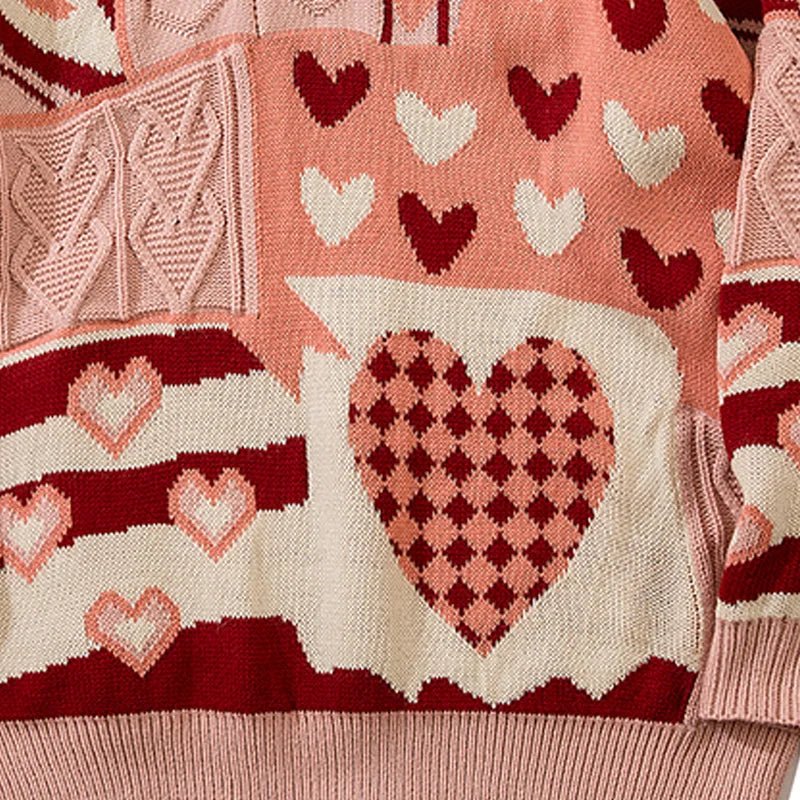 Oversize-Pullover mit Patchwork-Herzen