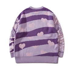Oversize-Pullover mit Patchwork-Herzen