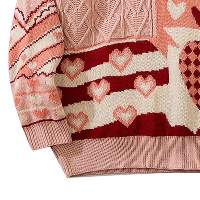Oversize-Pullover mit Patchwork-Herzen