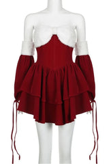 Patchwork Red Mini Dress