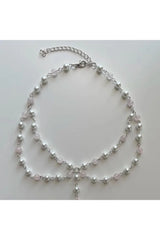 Collier de perles de quartz rose