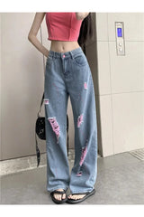 Fall Perforated High Waisted Jeans