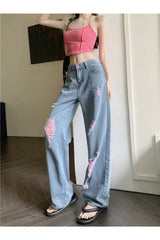 Fall Perforated High Waisted Jeans