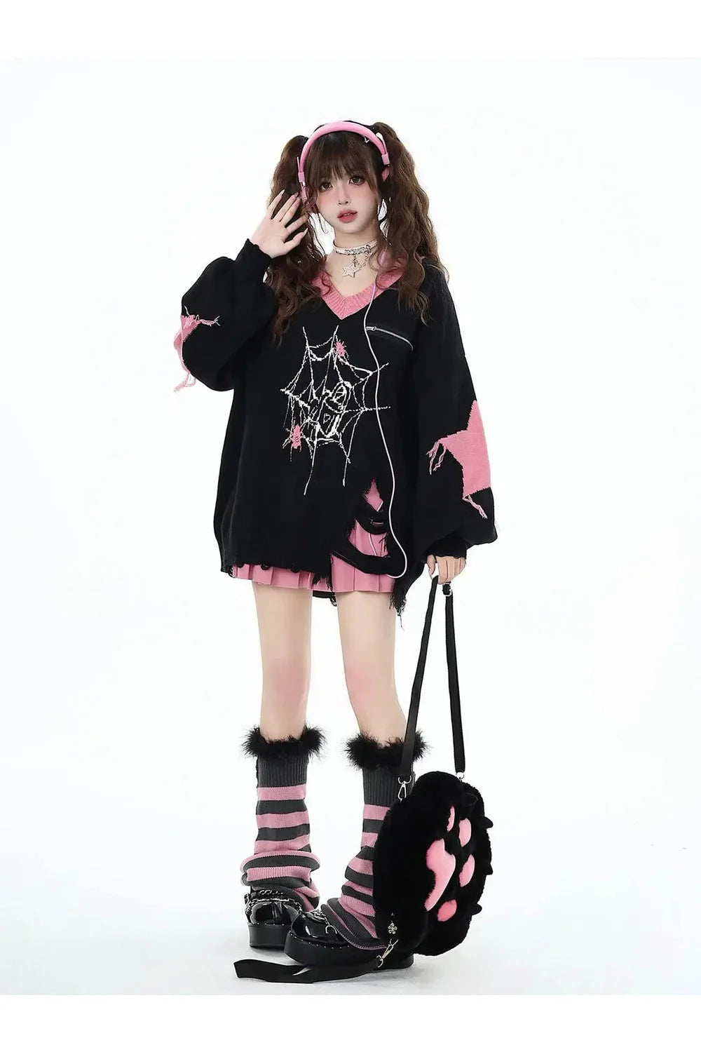 Pink Gothic Web Sweater