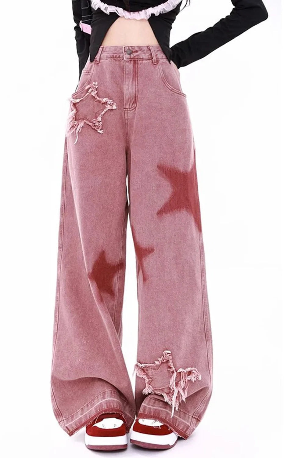 Pink Jeans High-waisted Wide Leg Pants