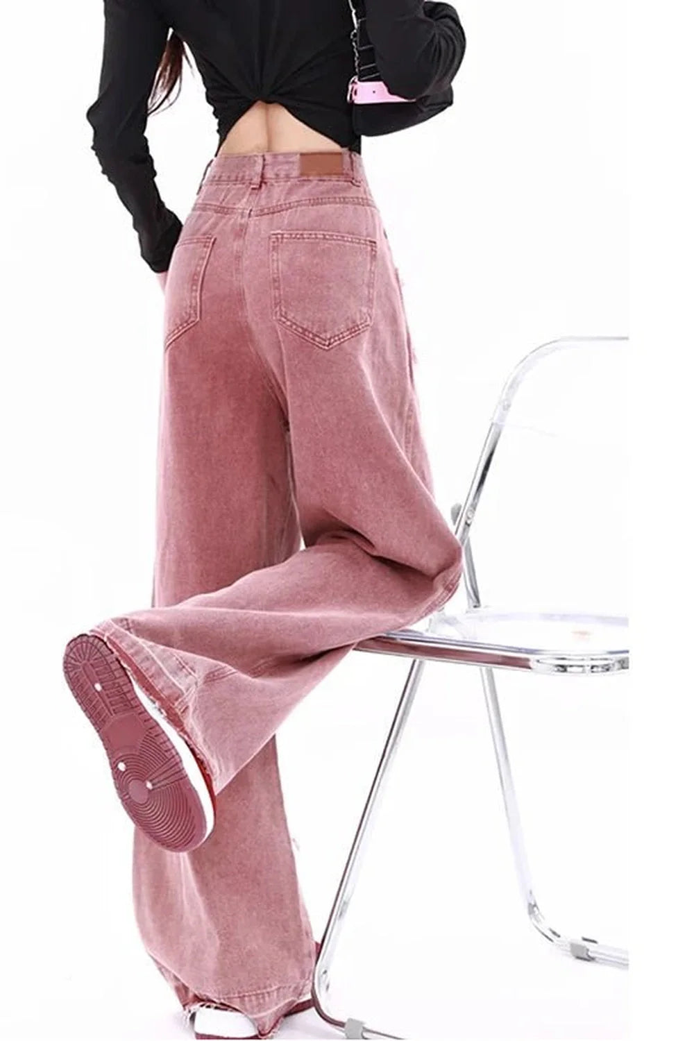 Pink Jeans High-waisted Wide Leg Pants