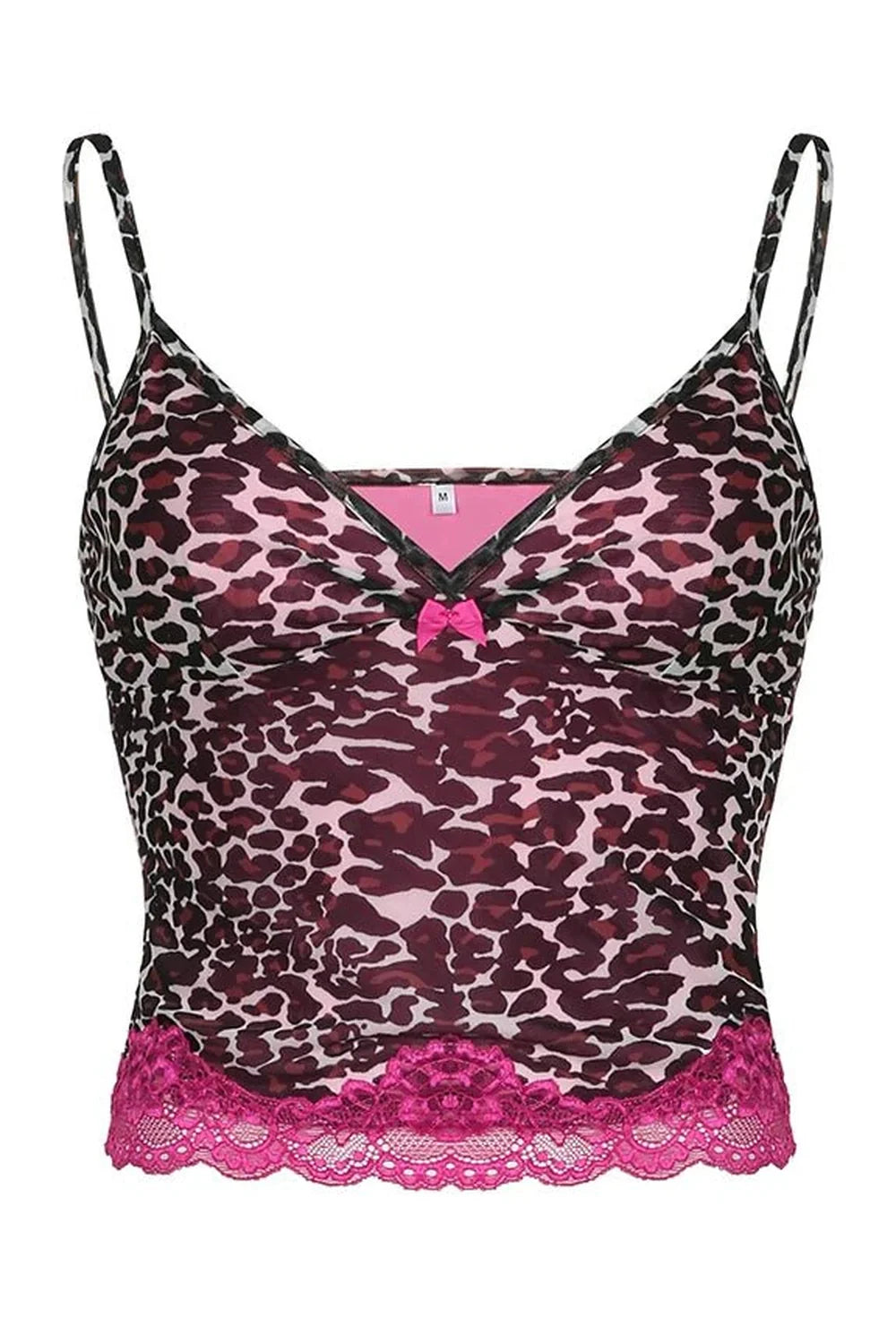 Pink Leopard Lace Trim Top