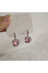 Pink Peach Heart Drop Earrings