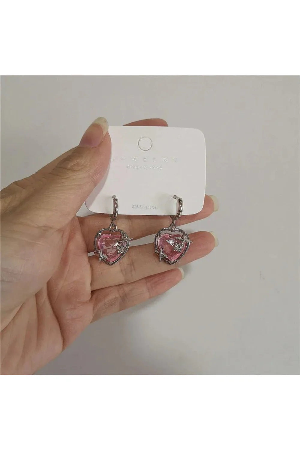 Pink Peach Heart Drop Earrings