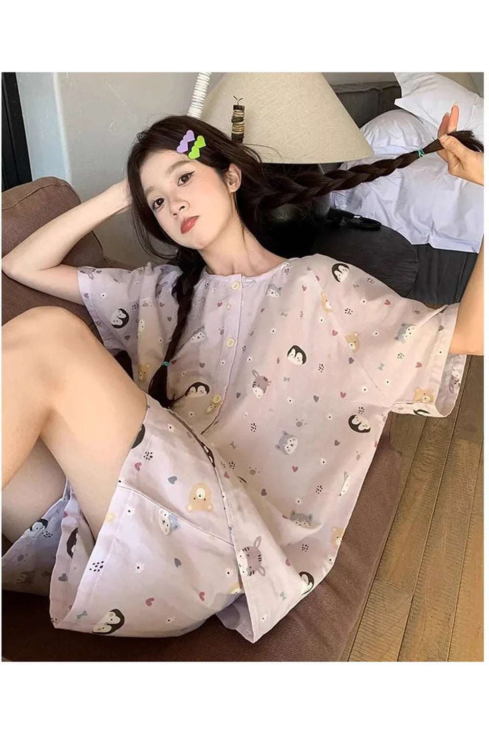 Pink Penguin Cotton Pajamas