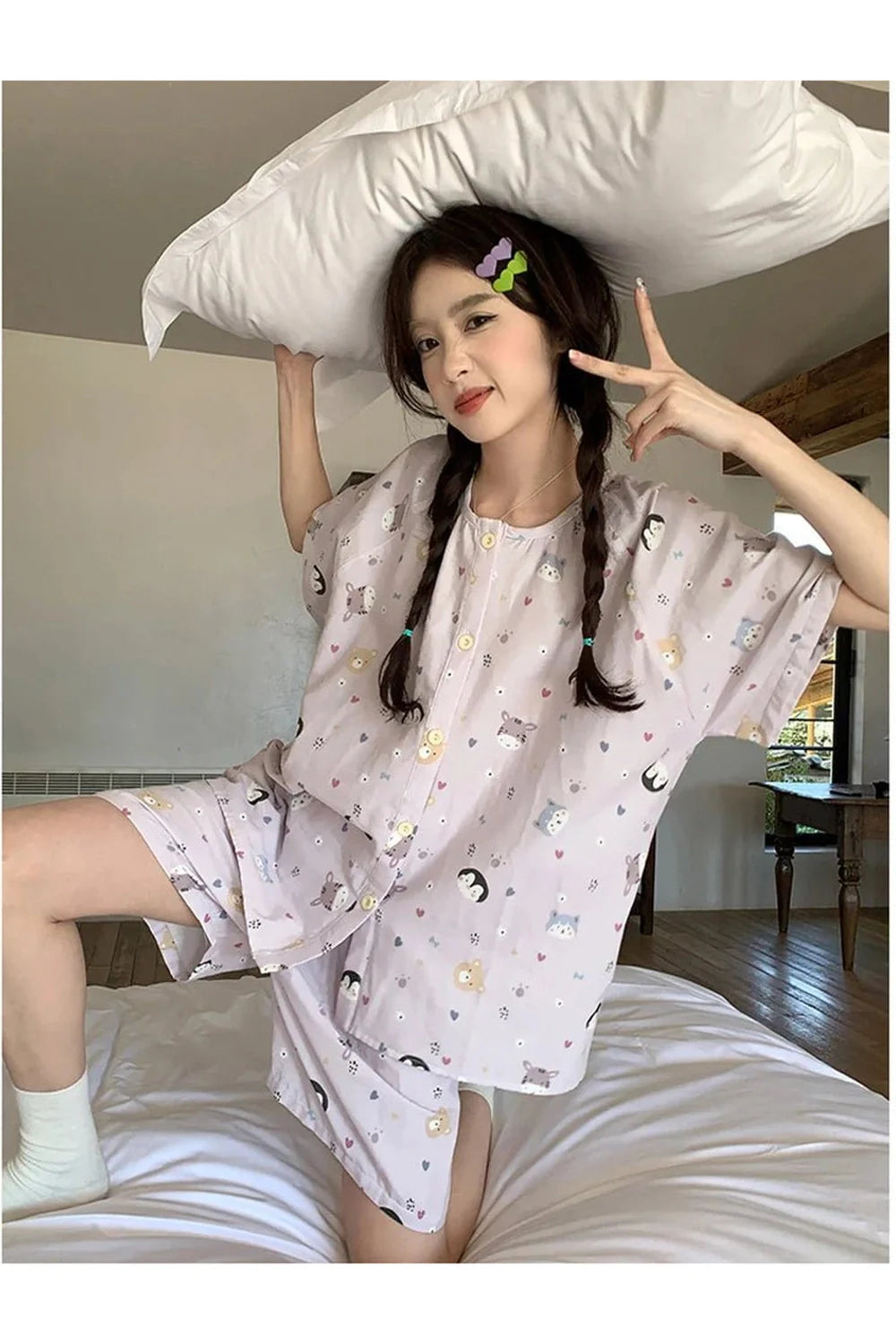 Pink Penguin Cotton Pajamas