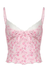 Pink Petal Lace Trim Top