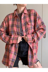 Pink Plaid Loose Shirt