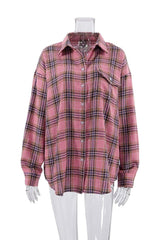 Pink Plaid Loose Shirt