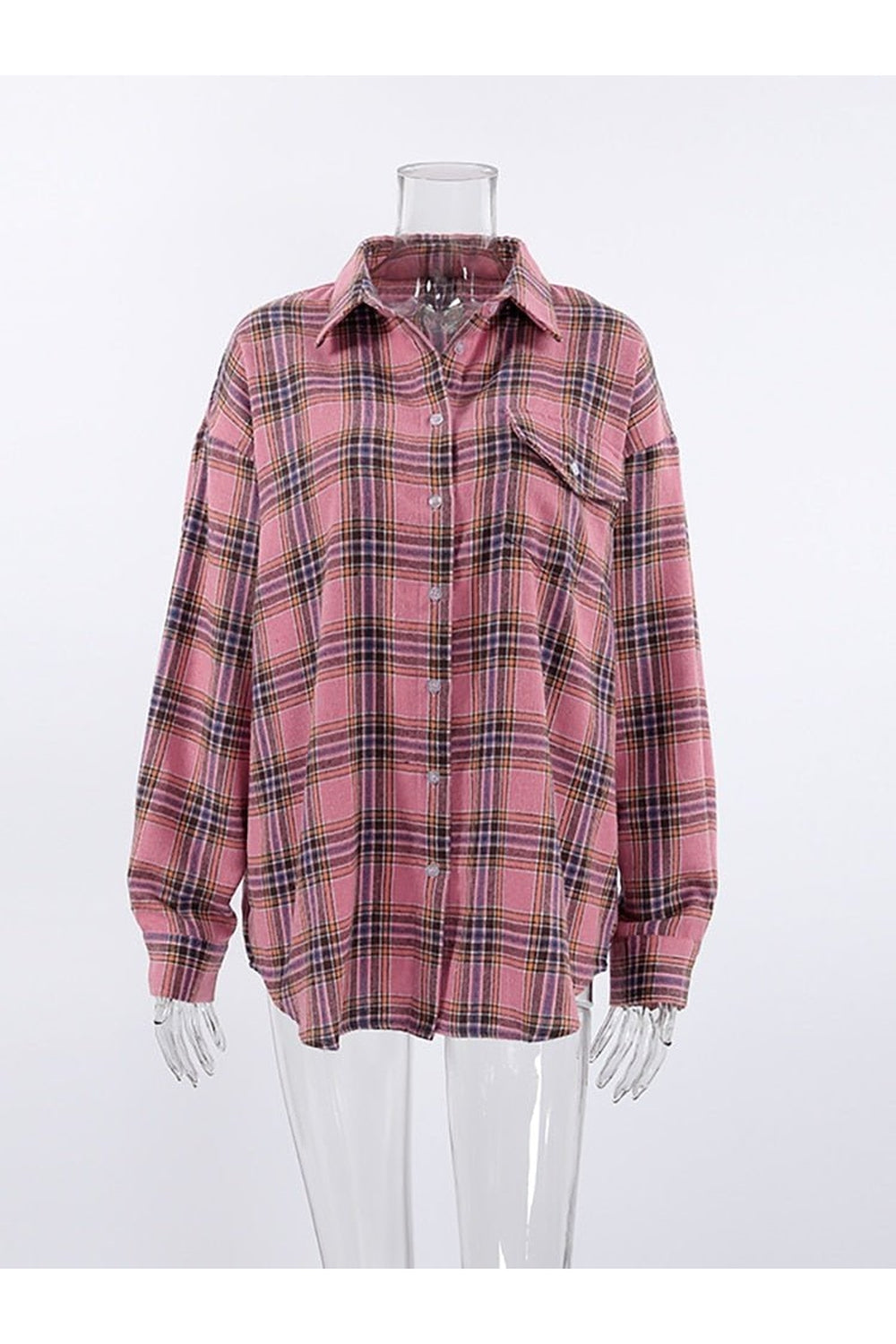 Pink Plaid Loose Shirt