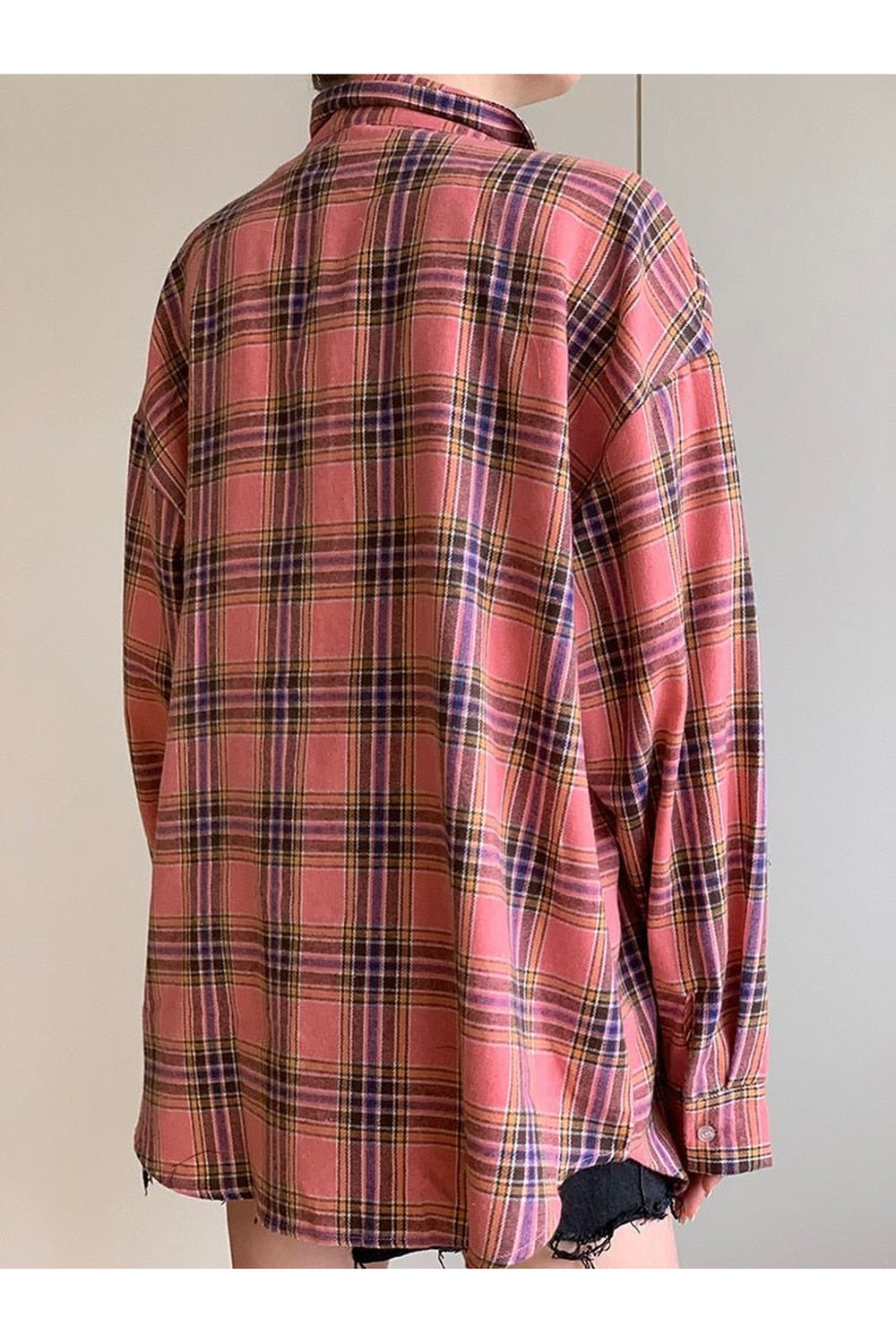 Pink Plaid Loose Shirt