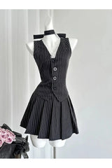 Pinstripe Vest and Skirt Set