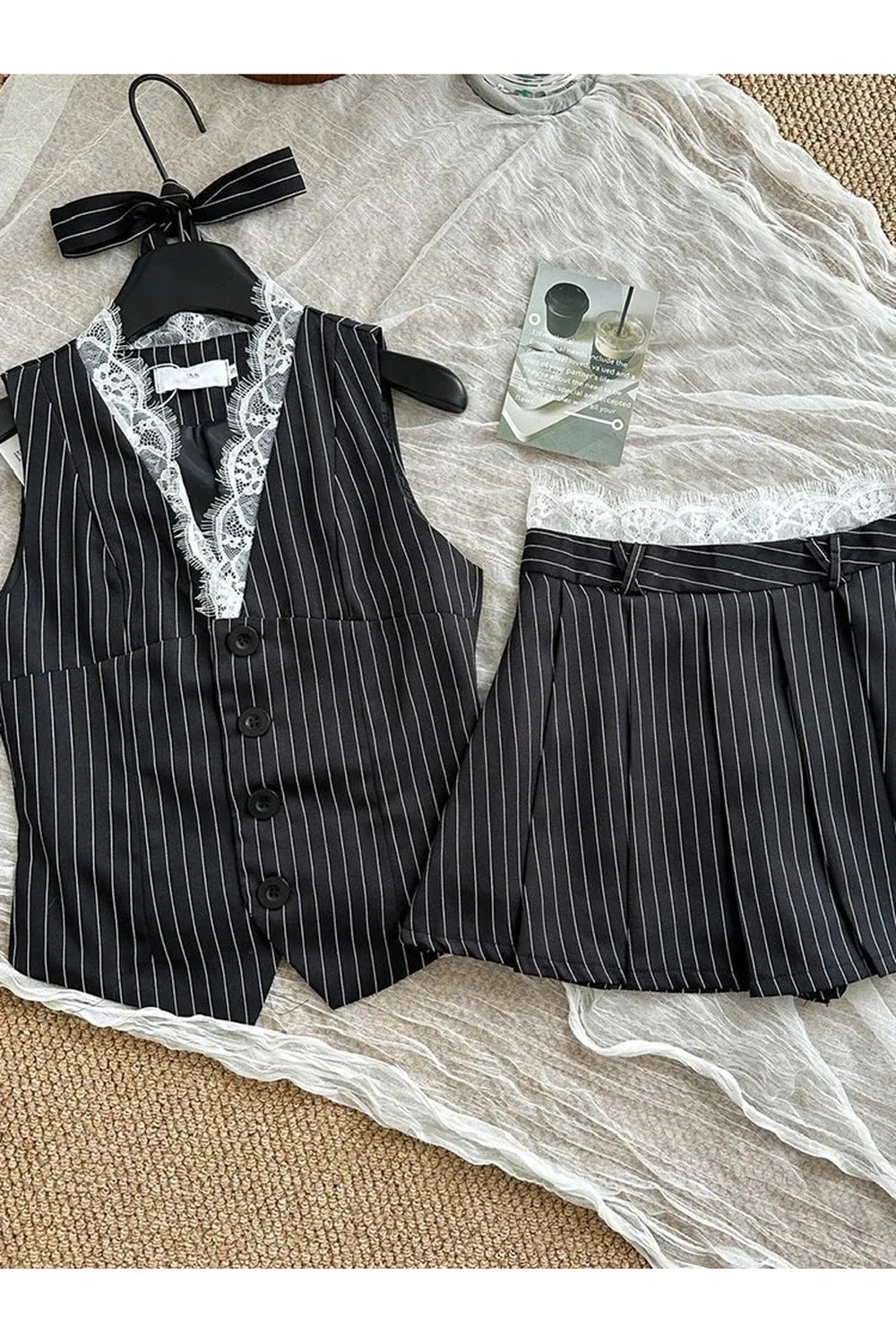 Pinstripe Vest and Skirt Set