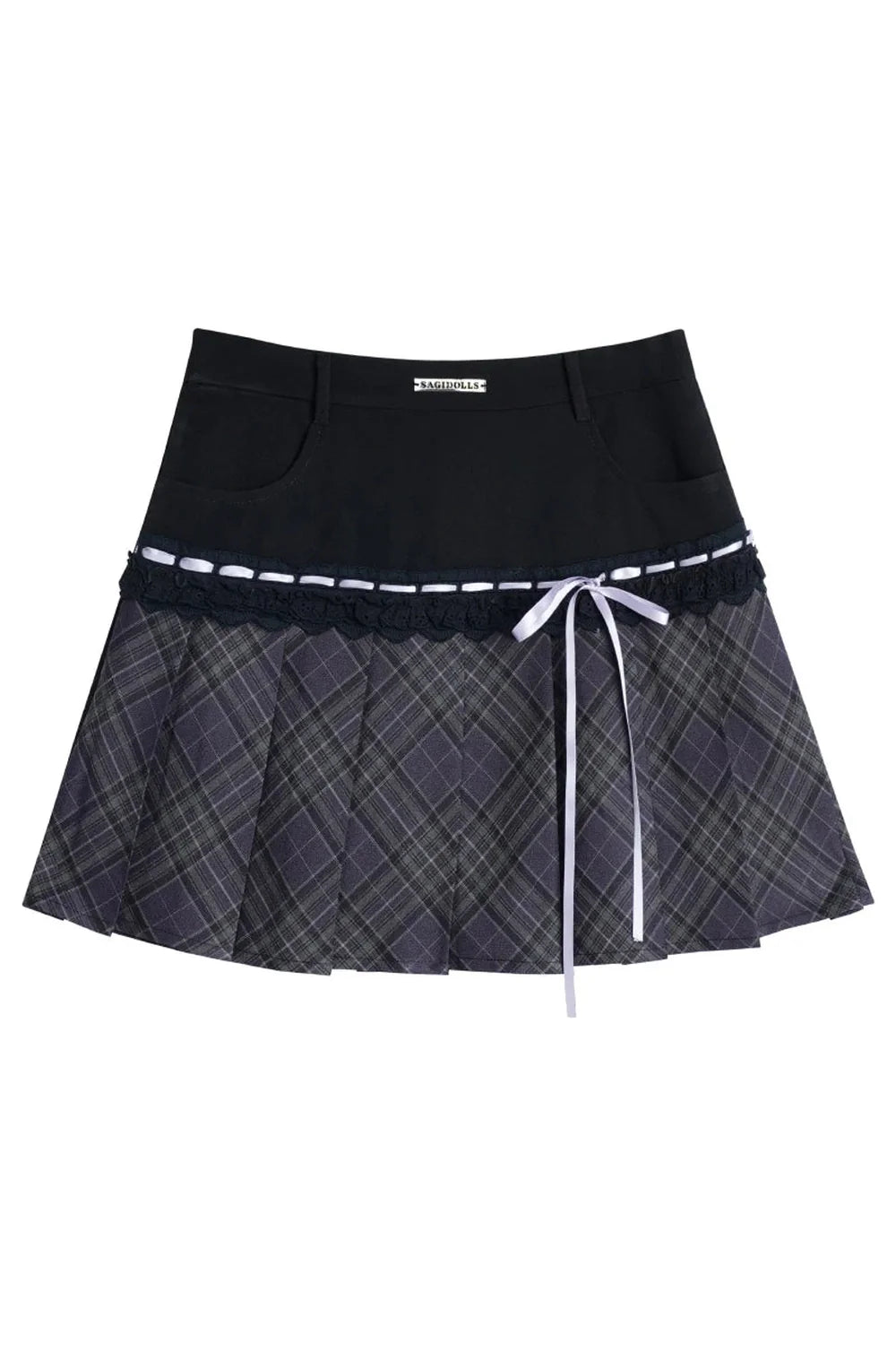 Plaid Bow Trim Skater Skirt