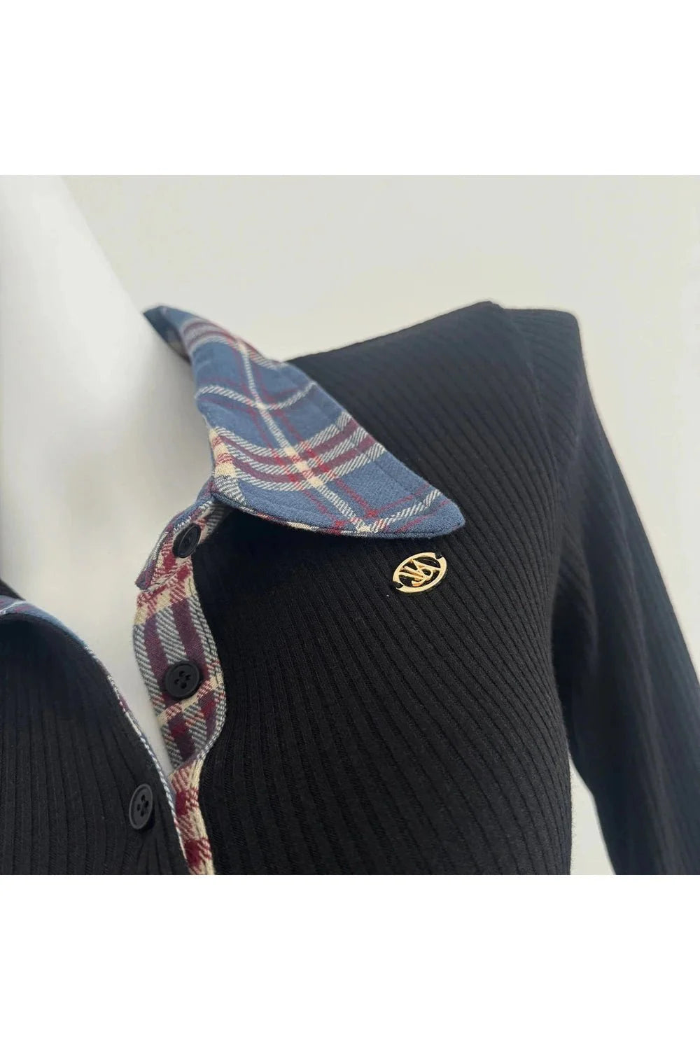 Plaid Collar Preppy Sweater