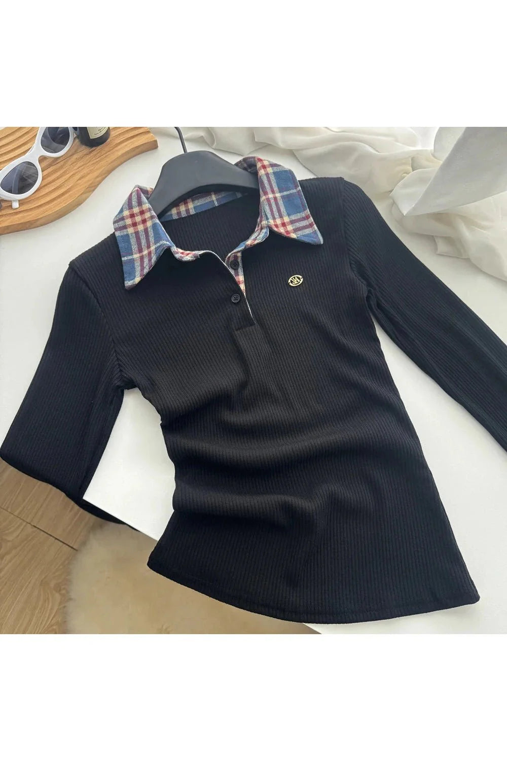 Plaid Collar Preppy Sweater