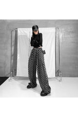 Plaid High Waist Wide Leg Pants