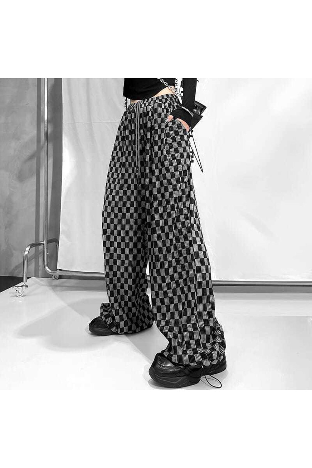 Plaid High Waist Wide Leg Pants