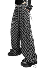 Plaid High Waist Wide Leg Pants