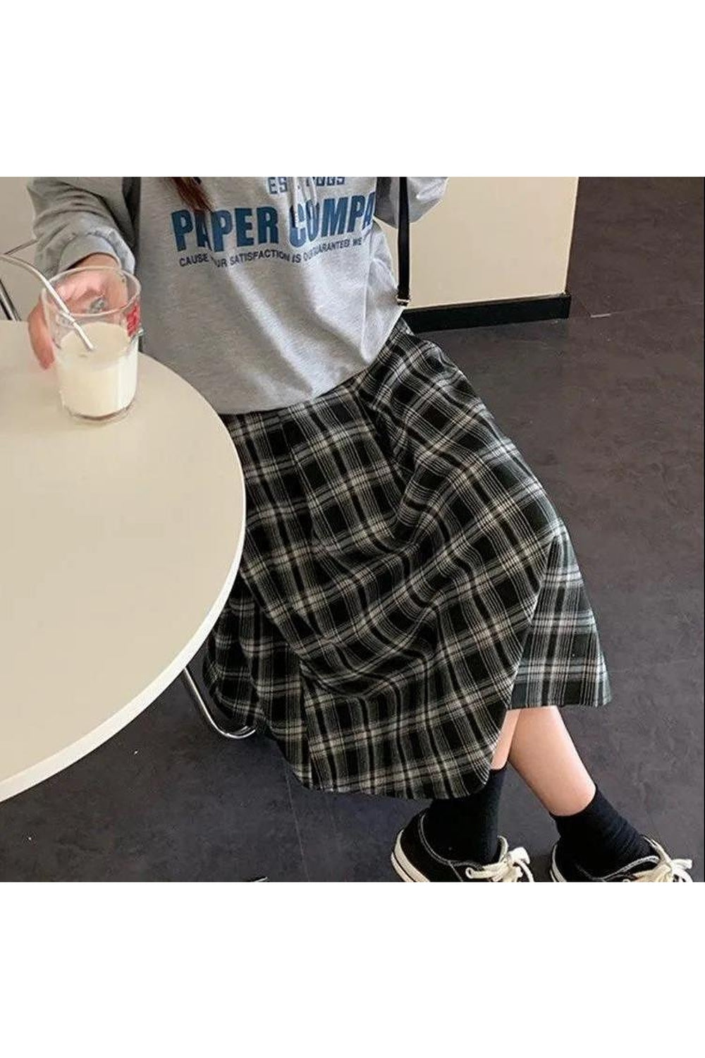 Plaid Midi Student Skirt